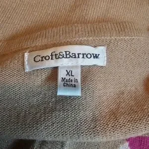 Cardigan Croft & Barrow Marron/violet - Motif Argyle (diamants) - Taille L - Acrylique - Occasion Très Bon état